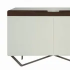 Sideboard with Structure in White Mdf 2 Iron Feet Made in Italy - Coral Viadurini