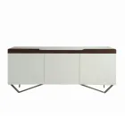 Sideboard with Structure in White Mdf 2 Iron Feet Made in Italy - Coral Viadurini
