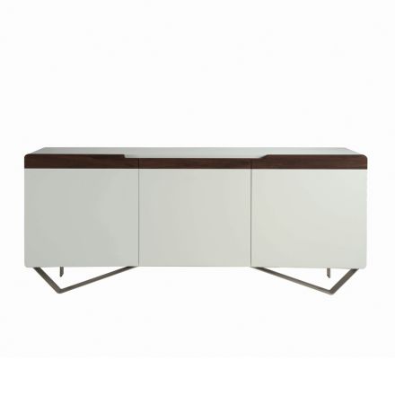 Sideboard with Structure in White Mdf 2 Iron Feet Made in Italy - Coral Viadurini