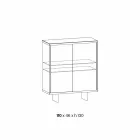 Living Room Sideboard in Smoked Glass and Green Guatemala Marble - Leonarda Viadurini