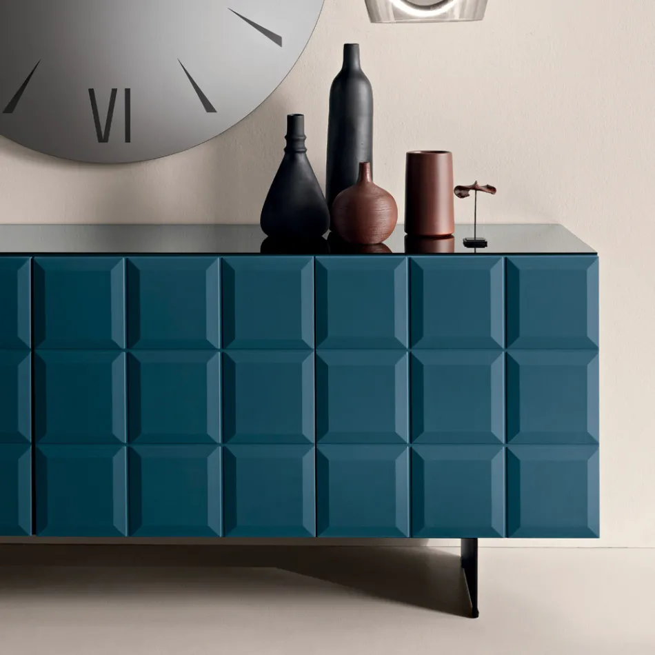 Indoor Sideboard with 3 Checkered Doors Made in Italy - Elisabetta Viadurini