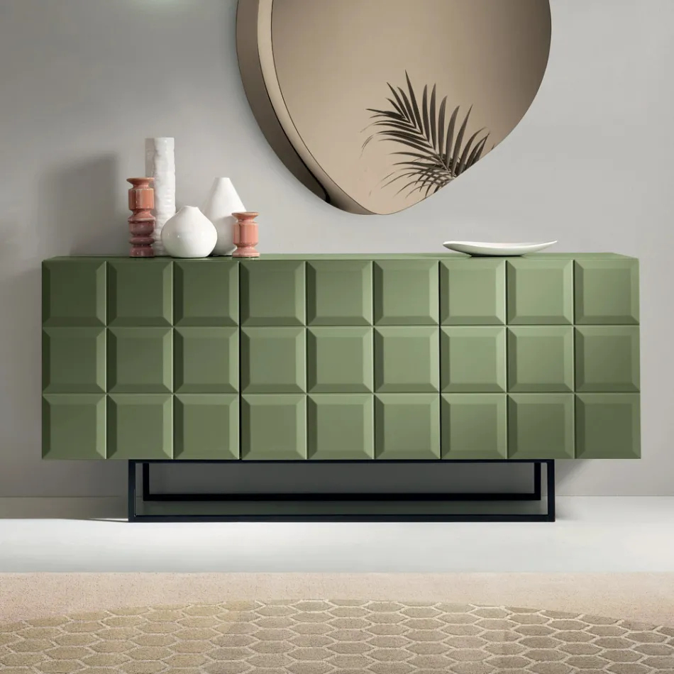 Indoor Sideboard with 3 Checkered Doors Made in Italy - Elisabetta Viadurini