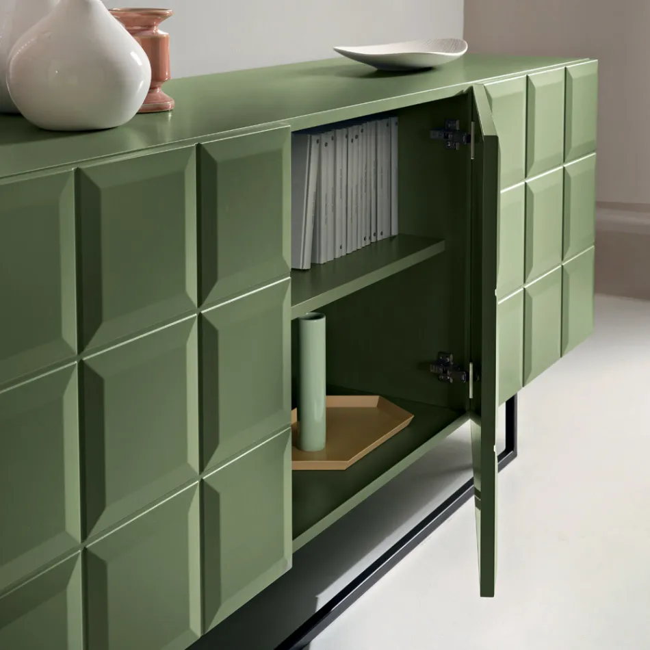 Indoor Sideboard with 3 Checkered Doors Made in Italy - Elisabetta Viadurini