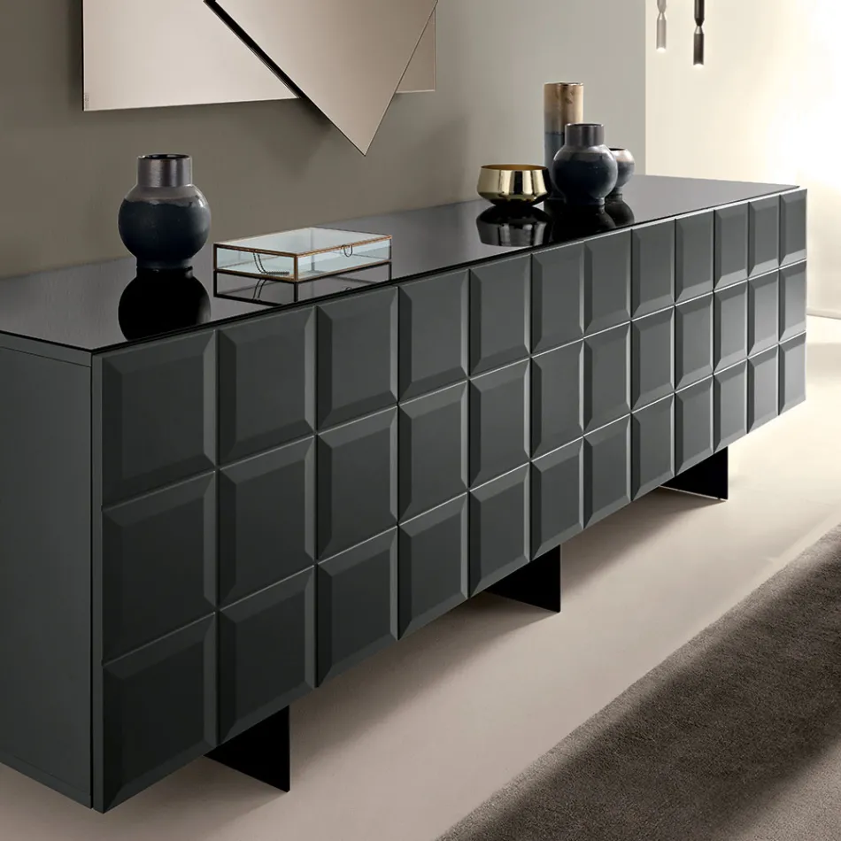Indoor Sideboard with 4 Checkered Doors Made in Italy - Elisabetta Viadurini