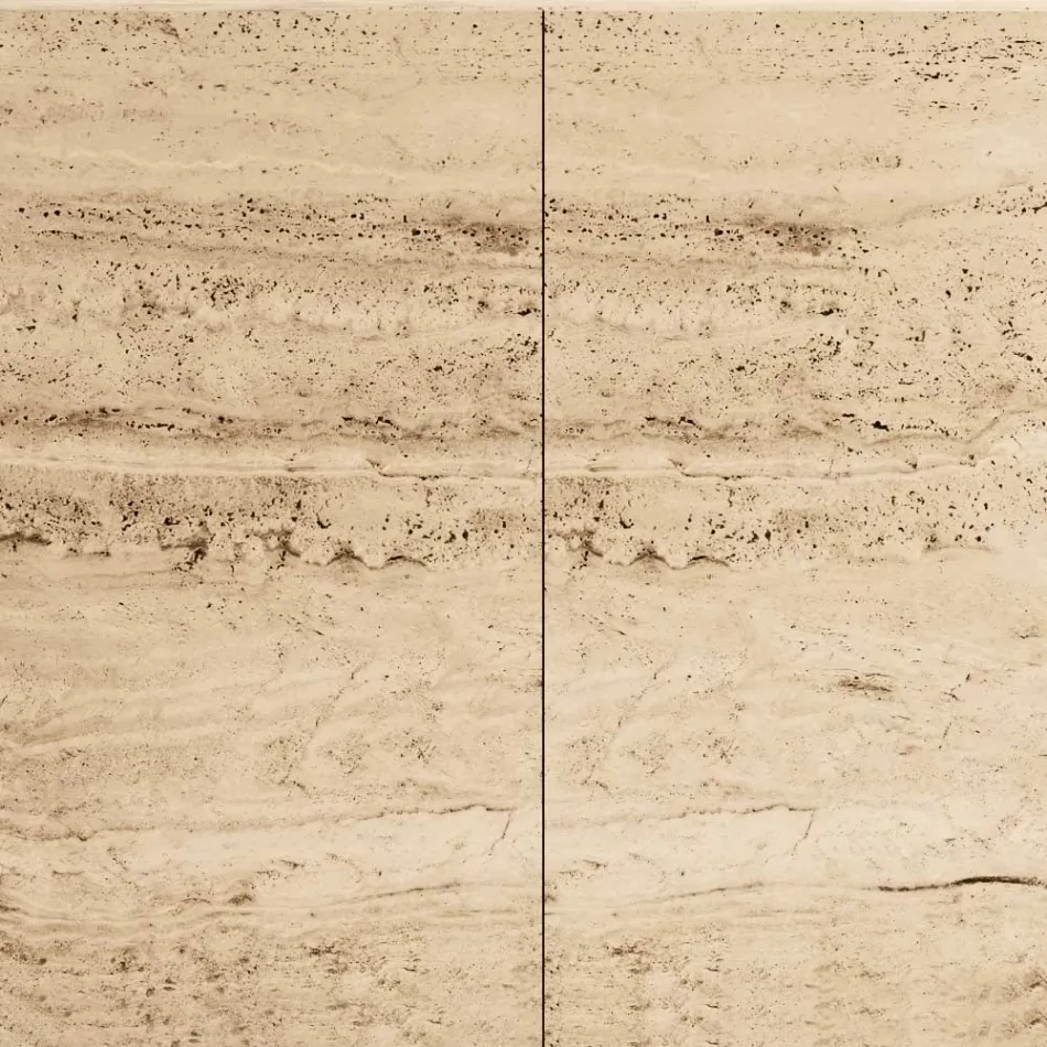 Living Room Sideboard with 2 Doors in Travertine Marble Finish Made in Italy - Jon Viadurini