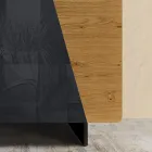 Living room sideboard with 2 doors in Country Knotted Oak and Anthracite Glass finish - Ove Viadurini