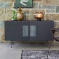 Living room sideboard with 2 or 3 doors and glass inserts Made in Italy - Olivo