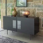 Living room sideboard with 2 or 3 doors and glass inserts Made in Italy - Olivo Viadurini