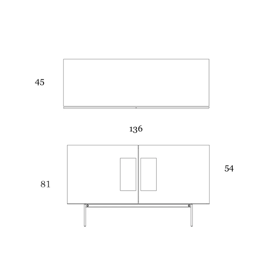Living room sideboard with 2 or 3 doors and glass inserts Made in Italy - Olivo Viadurini