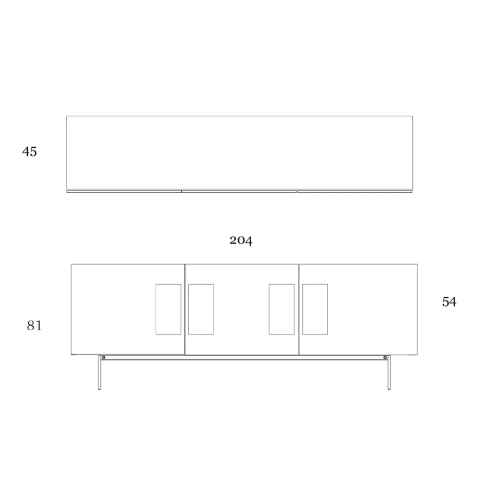 Living room sideboard with 2 or 3 doors and glass inserts Made in Italy - Olivo Viadurini