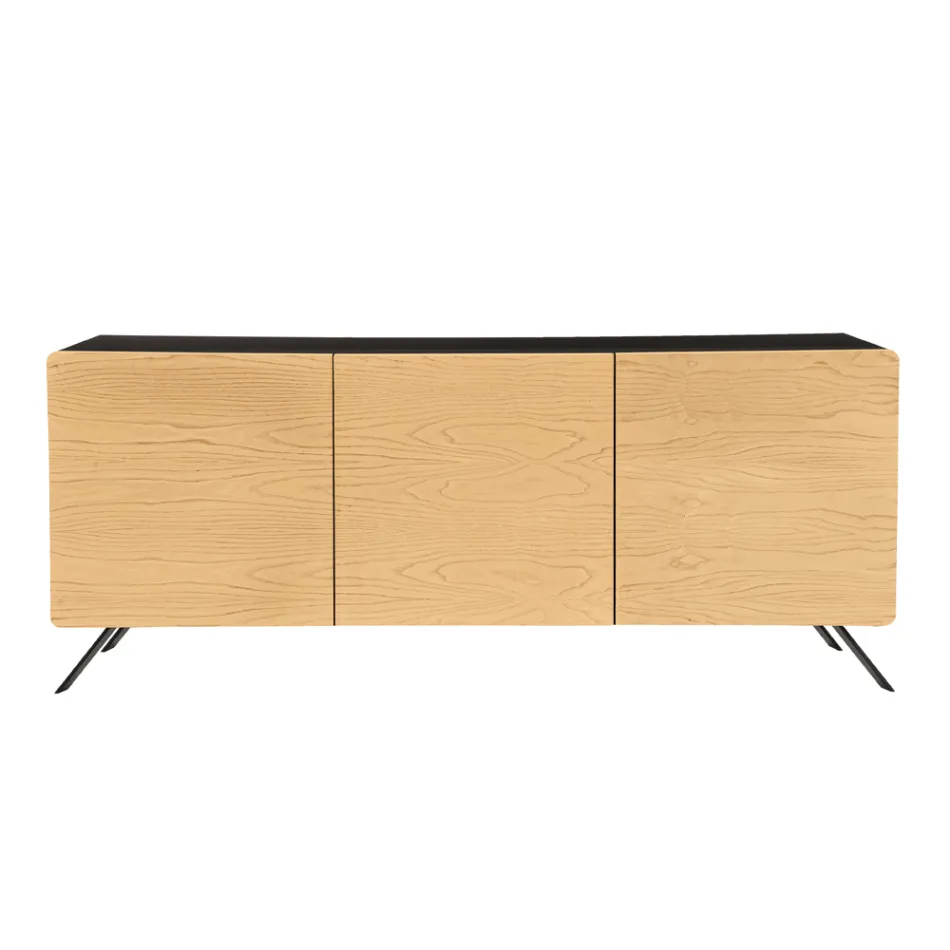 Living Room Sideboard with 2 or 3 Doors in Natural Ash Finish Made in Italy - Zehra Viadurini