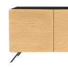 Living Room Sideboard with 2 or 3 Doors in Natural Ash Finish Made in Italy - Zehra Viadurini