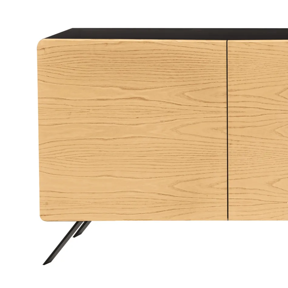 Living Room Sideboard with 2 or 3 Doors in Natural Ash Finish Made in Italy - Zehra Viadurini