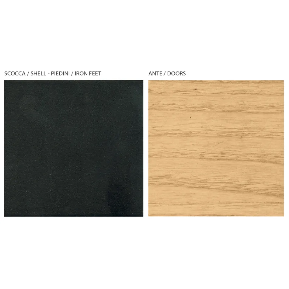 Living Room Sideboard with 2 or 3 Doors in Natural Ash Finish Made in Italy - Zehra Viadurini