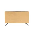 Living Room Sideboard with 2 or 3 Doors in Natural Ash Finish Made in Italy - Zehra Viadurini