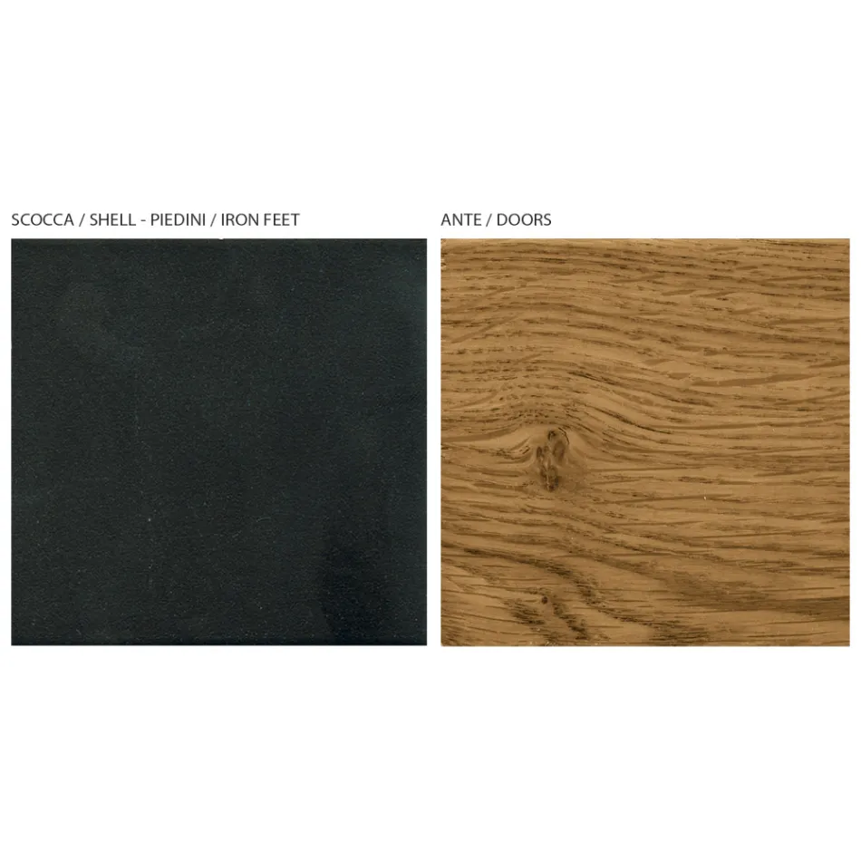 Living Room Sideboard with 3 Doors in Knotted Oak Finish Country Made in Italy - Arne Viadurini