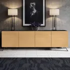 Living Room Sideboard with 4 Doors in Natural Ash Finish Made in Italy - Melek Viadurini