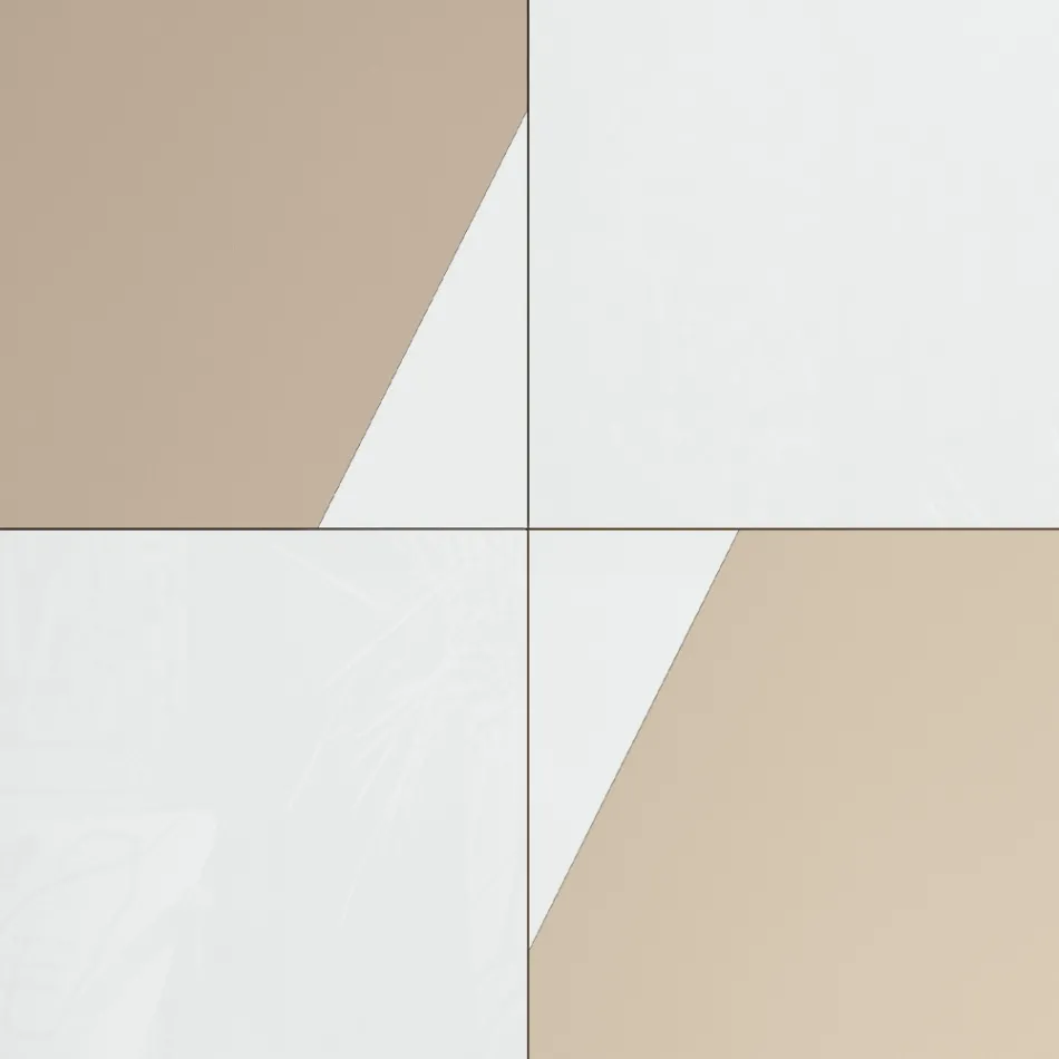 Living Room Sideboard with 4 Doors in White Glass and Mink Finish Made in Italy - Eva Viadurini