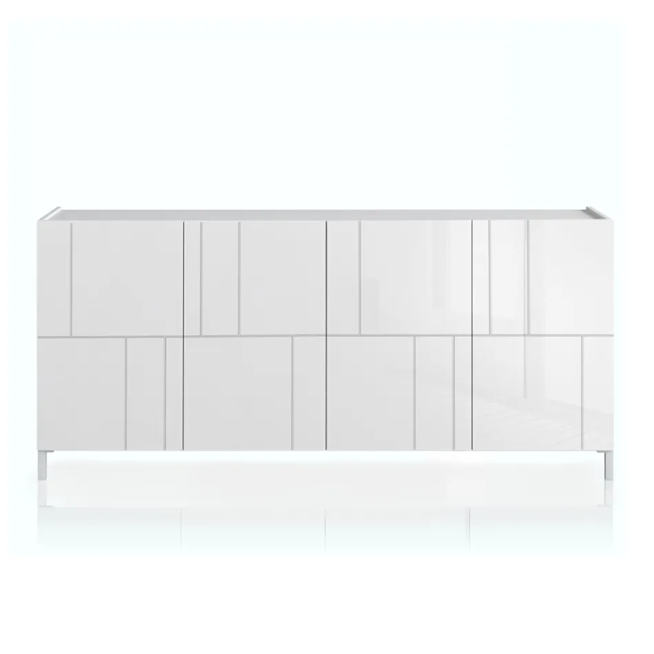 Living room sideboard with 4 silk-screened doors Made in Italy - Aringa Viadurini