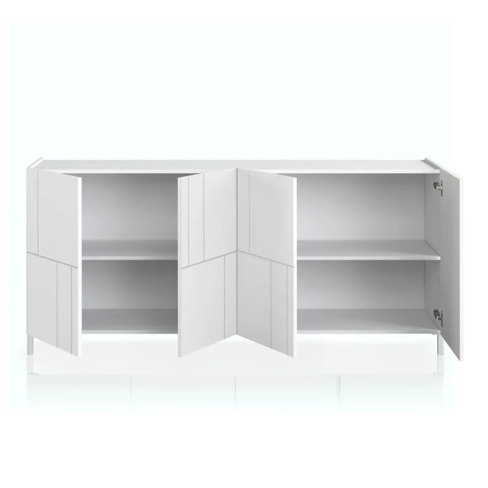 Living room sideboard with 4 silk-screened doors Made in Italy - Aringa Viadurini