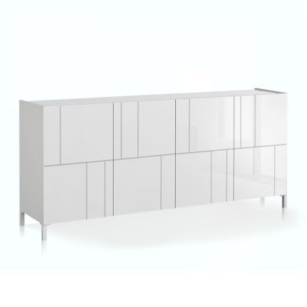 Living room sideboard with 4 silk-screened doors Made in Italy - Aringa Viadurini