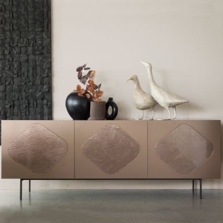 Living room sideboard with coordinated glass inserts Made in Italy - Palma Viadurini