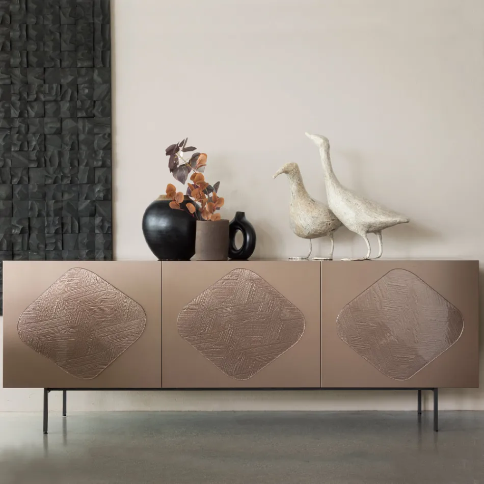 Living room sideboard with coordinated glass inserts Made in Italy - Palma Viadurini