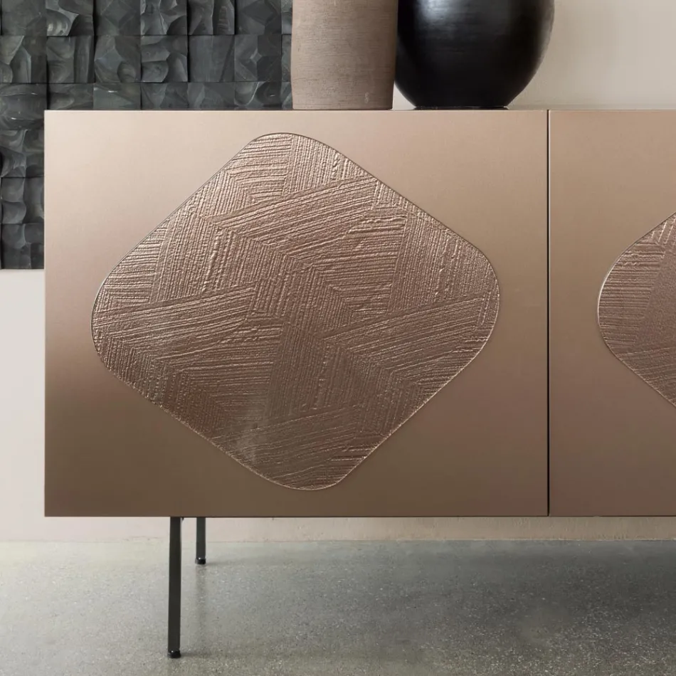 Living room sideboard with coordinated glass inserts Made in Italy - Palma Viadurini