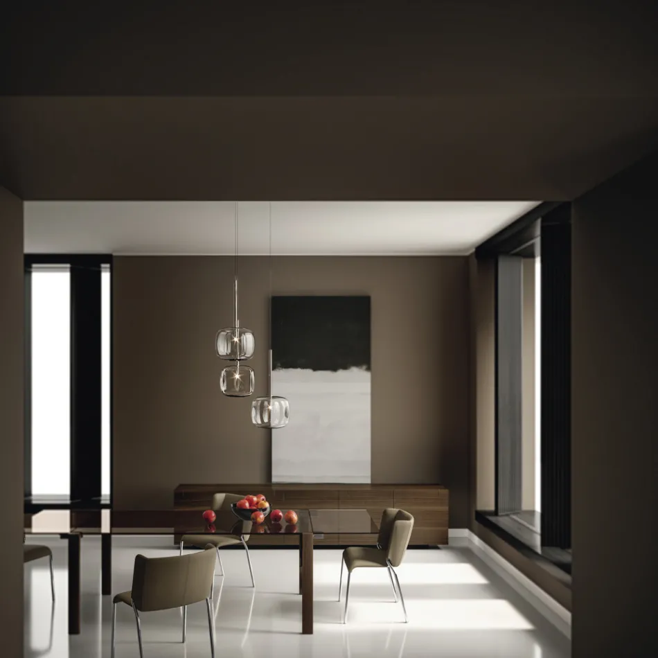 Wooden Sideboard with Glass Structure Made in Italy - Azuki Viadurini