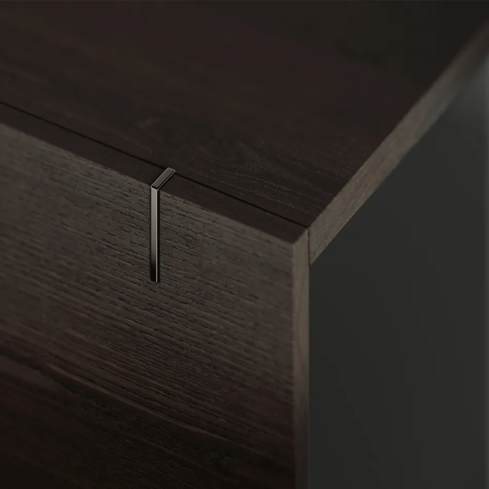 Wooden Sideboard with Glass Structure Made in Italy - Azuki Viadurini