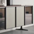 Living Room Sideboard in Ecological Wood and Glass 4 Doors Made in Italy - Aaron Viadurini