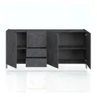 Living Room Sideboard Covered in Melamine Marble Finish Made in Italy - Zinc Viadurini