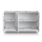 Living Room Sideboard Covered in Melamine Marble Finish Made in Italy - Zinc Viadurini