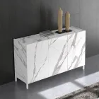 Living Room Sideboard Covered in Melamine Marble Finish Made in Italy - Zinc Viadurini