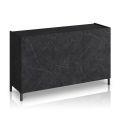 Living Room Sideboard Covered in Melamine Marble Finish Made in Italy - Zinc
