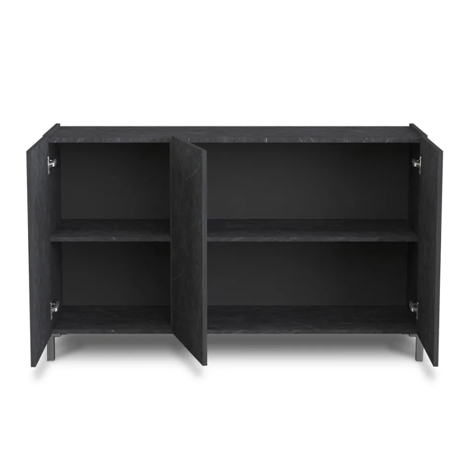 Living Room Sideboard Covered in Melamine Marble Finish Made in Italy - Zinc Viadurini