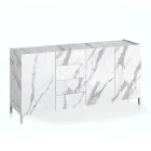 Living Room Sideboard Covered in Melamine Marble Finish Made in Italy - Zinc Viadurini