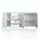 Living Room Sideboard Covered in Melamine Marble Finish Made in Italy - Zinc Viadurini