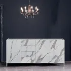 Living Room Sideboard Covered in Melamine Marble Finish Made in Italy - Zinc Viadurini