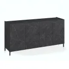 Living Room Sideboard Covered in Melamine Marble Finish Made in Italy - Zinc Viadurini