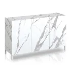Living Room Sideboard Covered in Melamine Marble Finish Made in Italy - Zinc Viadurini