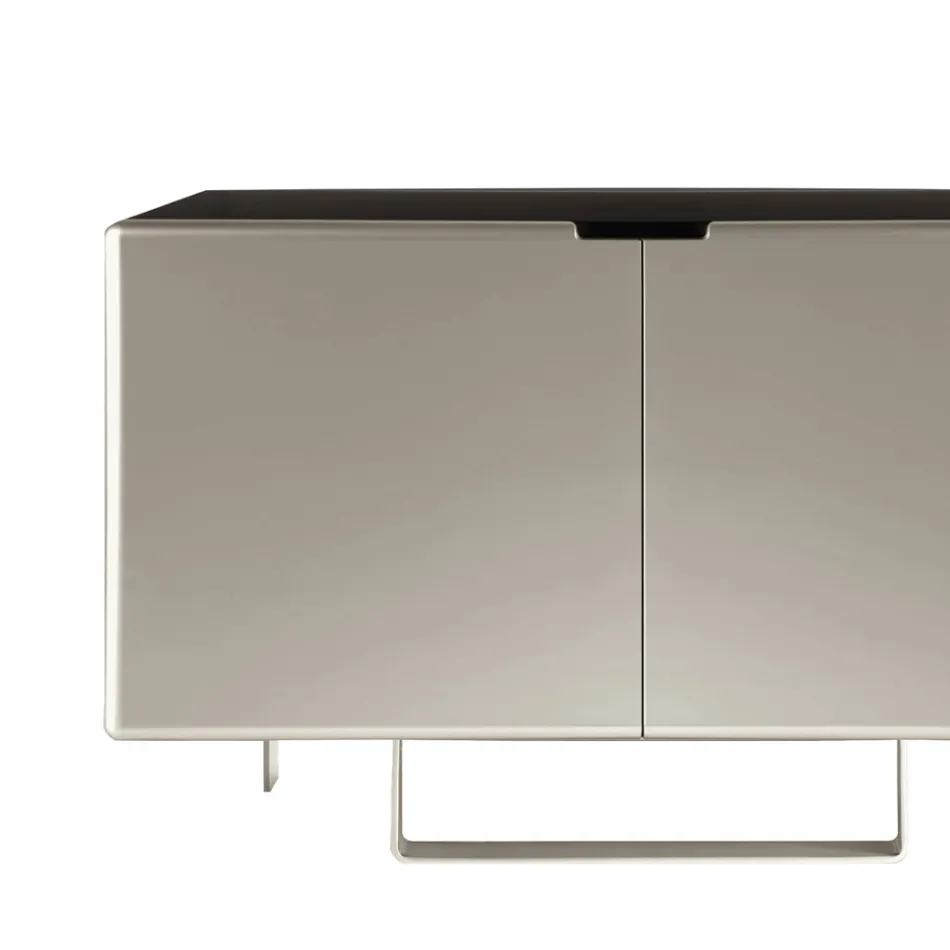 Living Room Sideboard with 2 Doors in Nickel Finish Made in Italy - Ulles Viadurini