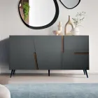 Living Room Sideboard with 3 Doors in Lacquered MDF Made in Italy - Elena Viadurini