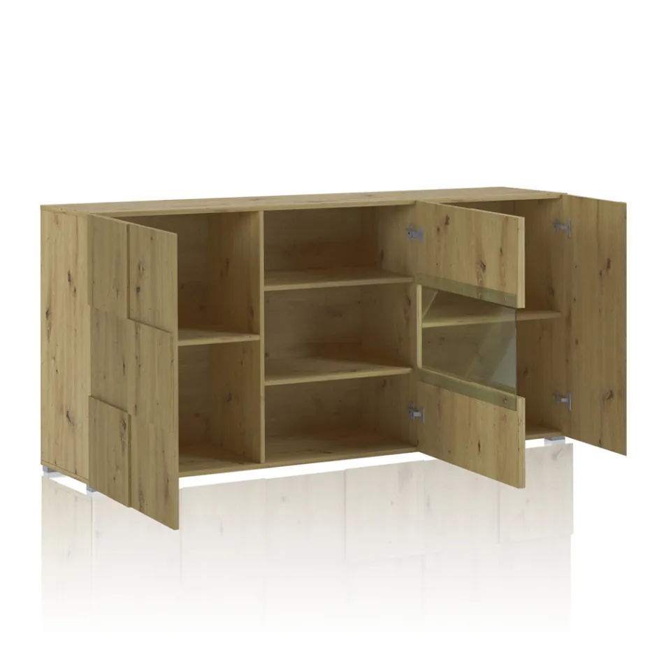 Living room sideboard with 4 hinged doors and 1 open compartment - Sodium Viadurini