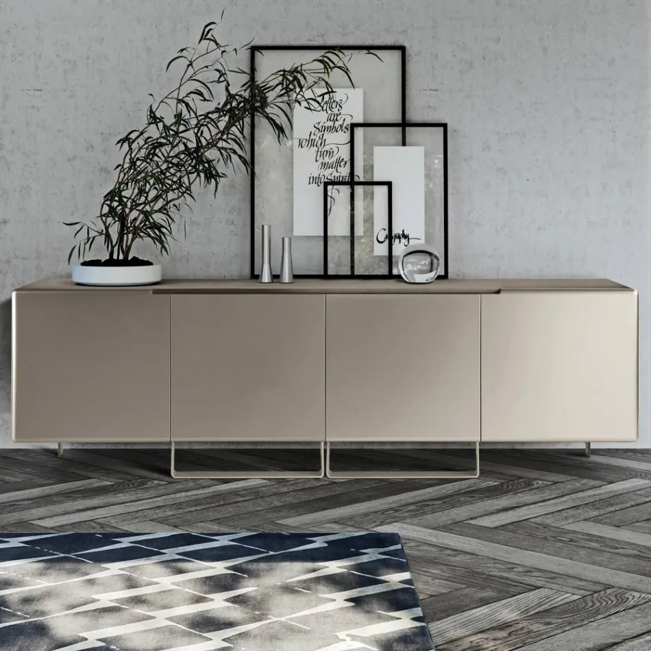 Living Room Sideboard with 4 Doors in Different Finishes Made in Italy - Heidi Viadurini