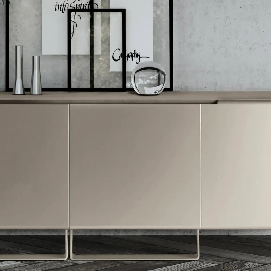 Living Room Sideboard with 4 Doors in Different Finishes Made in Italy - Heidi Viadurini