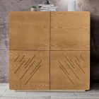 Living Room Sideboard with 4 Doors in Stained Ash Finish Made in Italy - Viktoria Viadurini