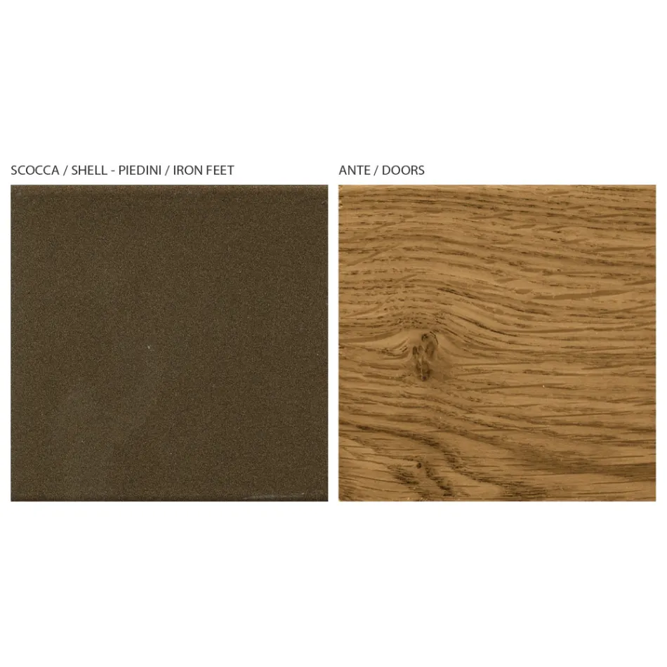 Living Room Sideboard with 4 Doors in Country Knotted Oak Finish - Even Viadurini