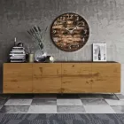 Living Room Sideboard with 4 Doors in Country Knotted Oak Finish - Even Viadurini