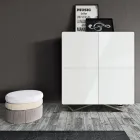 Living Room Sideboard with 4 Doors in White Glass Finish Made in Italy - Eline Viadurini